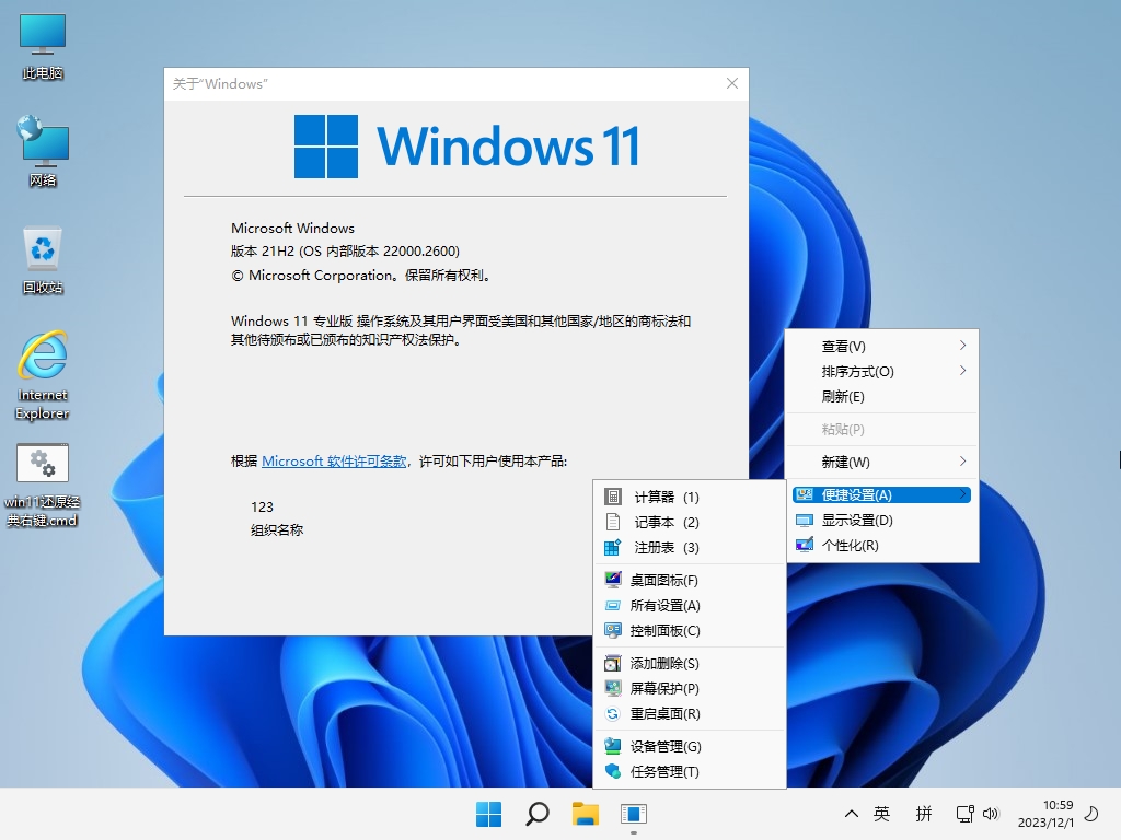 图片[1]-小修 Windows 11 Pro 22000.3260 轻度精简版 传统IE 二合一-Windows时空